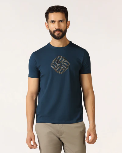 Blue_Crew_Neck_Textured_T_Shirt_Crown-ET003567B2-image1