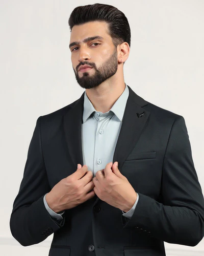 Formal_Dark_Green_Textured_Blazer_Thar-CJ002434D3-image4