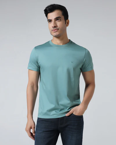 Pista_Green_Crew_Neck_Solid_T_Shirt_Peralta-ET003772D1-image1