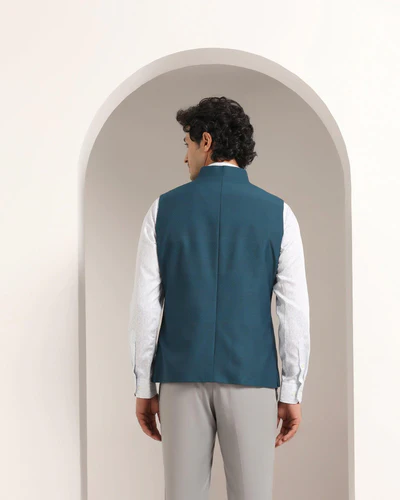 Stripe_Formal_Bandhgala_Waistcoat_In_Teal_Korlan-CVNM0738T1HA23FL-image2