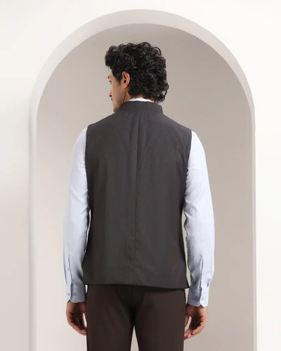Textured_Formal_Bandhgala_Waistcoat_In_Navy_Kafka-CVNM0737N1HA23FL-image2